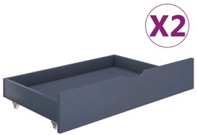 vidaXL Gavetas de cama 2 pcs madeira de pinho maciça cinzento-claro