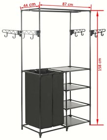 Suporte para roupas aço e tecido não tecido 87x44x158 cm preto