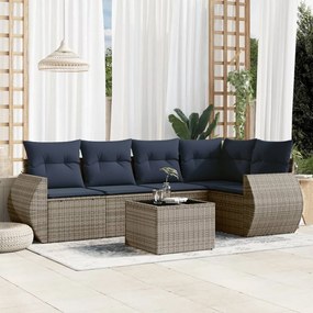 vidaXL 6 pcs conjunto sofás p/ jardim c/ almofadões vime PE cinzento