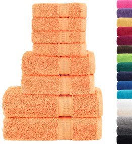 8pcs Conjunto toalhas banho premium SOLUND 600gsm laranja