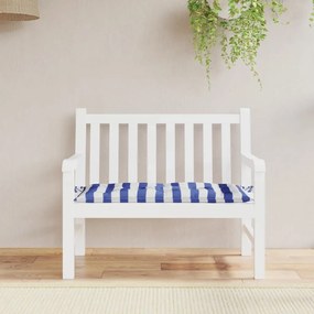 vidaXL Almofadão p/ banco jardim 110x50x7 cm tecido riscas azul/branco