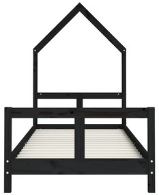 Estrutura de cama infantil 80x200 cm pinho maciço preto
