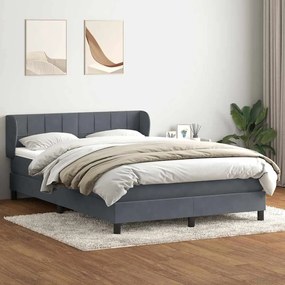 vidaXL Cama com molas/colchão 140x220 cm veludo cinzento-escuro