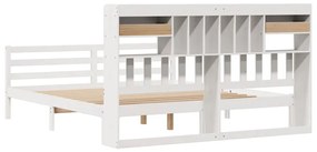 Cama com estante sem colchão 200x200 cm pinho maciço branco