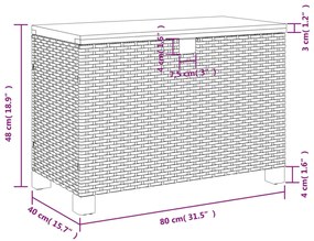 Caixa arrumação jardim 80x40x48 cm vime PE/acácia maciça bege