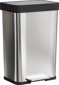 HOMCOM Lixeira 60 L com pedal, Balde de aço inoxidável com tampa de fechamento suave, Prateado | Aosom Portugal