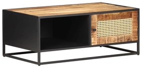 Mesa de centro 90x50x35 cm mangueira áspera e palhinha natural