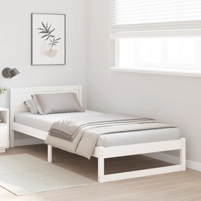 Estrutura de Cama Branca Madeira de Pinho Solteiro Durável