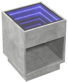 Mesa de centro luzes LED Infinity 40x40x50 cm cinzento cimento