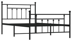 Estrutura de cama com cabeceira e pés 107x203 cm metal preto