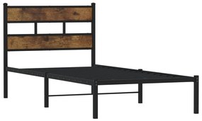 Estrutura de cama sem colchão 100x200 cm metal carvalho fumado