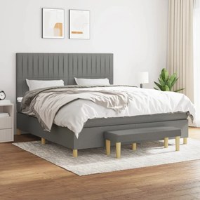 vidaXL Cama com molas/colchão 160x200 cm tecido cinzento-escuro