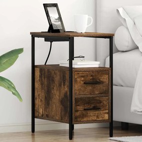 vidaXL Mesa-de-cabeceira 2 pcs Carvalho fumado 30 x 48 x 61 cm