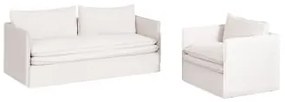 Conjunto De Sala De Estar Com Sofá De 3 Lugares E Poltrona Em Linho E Algodão Grace Tecido Branco Quebrado - Sklum