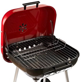 Churrasqueira de carvão Piquenique com Rodas e prateleira Churrasqueira ao ar livre Jardim Camping Churrasco 45x47.5x70cm