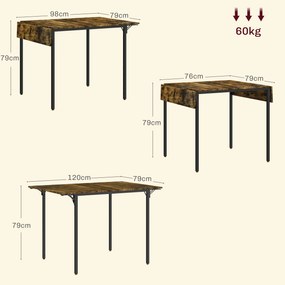 Mesa de jantar com 2 abas, estilo industrial CADEIRAS NÃO INCLUÍDAS), extensível, mesa com abas para 2 a 4 pessoas (CADEIRAS NÃO INCLUÍDAS)