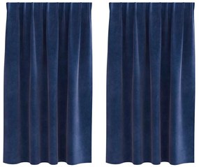 Cortinas Blackout vidaXL com fita superior 2 pcs Veludo Azul Escuro
