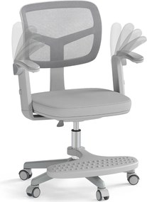Cadeira de escritório para crianças com apoios de braços, apoio para os pés e rodas universais com altura ajustável 57 x 55 x 80-91 cm Cinza