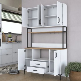 Armário Alto de Cozinha "Stella" - 120 x 198,6 x 40 cm - Nogueira e Br