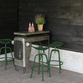 Esschert Design Cadeira de bar industrial verde