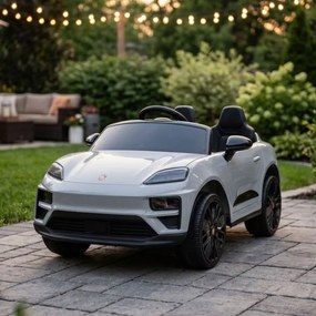 Carro elétrico para Crianças 2 a 6 anos 12V 4x4 Porsche Macan, Rodas de espuma EVA, Controle remoto Cinzento