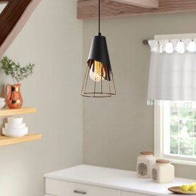Candeeiro de Teto Sivani Tel – Preto – 17 cm diâmetro, 124 cm altura