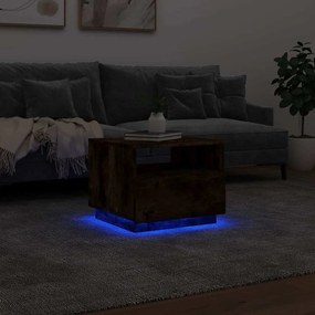 Mesa de centro com luzes LED 50x49x40 cm carvalho fumado