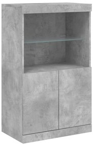 Aparador com luzes LED 60,5x37x100 cm cinzento cimento