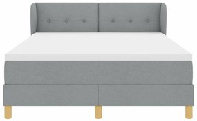 Cama Box Spring vidaXL com Colchão - Cinza Claro, 160x200 cm, Tecido