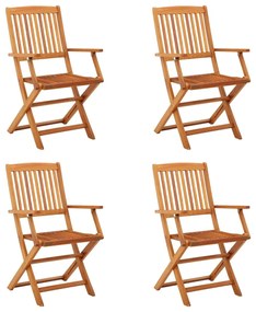 Cadeiras de jardim dobráveis 4 pcs eucalipto maciço