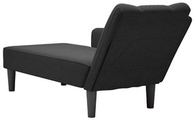 Chaise lounge com apoio de braço direito em tecido preto