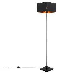 Candeeiro de pé moderno preto com dourado quadrado - VT 1 Moderno