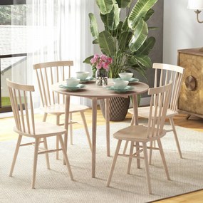 Mesa de jantar dobrável (CADEIRAS NÃO INCLUIDAS) com 2 abas mesa redonda extensível Ø 89 x 73,5H cm compacta, cor natural
