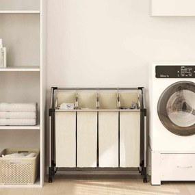 vidaXL Separador de roupa suja com 4 sacos aço creme