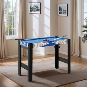 Mesa de jogos multifunções 5 em 1: bilhar, pingue-pongue, jogo de discos, mini-basquetebol, tiro com arco, azul