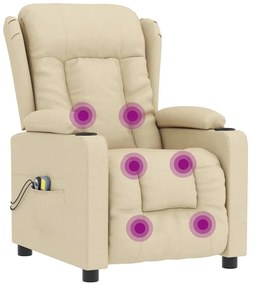 Poltrona elevatória de massagens elétrica tecido creme