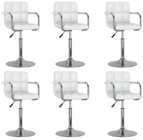 Cadeiras de jantar giratórias 6 pcs couro artificial branco