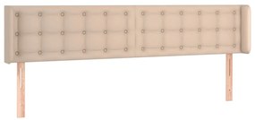 Cabeceira cama LED couro artificial 203x16x78/88 cm cappuccino