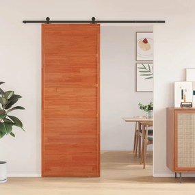 vidaXL Porta de celeiro 80x208 cm madeira de pinho maciça castanho mel