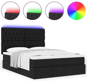 Estrutura de cama otomana com colchão 140x190 cm tecido preto