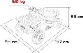 Buggy elétrico para Crianças 3 a 9 anos 24V, 2 lugares Rodas de espuma EVA, PROSPECTOR 4x4 STRONG Rosa