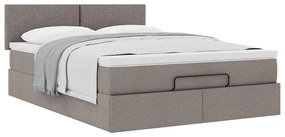Cama otomana com colchão 140x200 cm tecido cinza