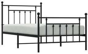 Estrutura de cama com cabeceira e pés 100x190 cm metal preto