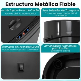 Caixote do lixo de 58 L com sensor de movimento por infravermelhos e design de zona dupla Tampa com abertura permanente e fecho preto