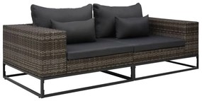 vidaXL 2 pcs conjunto sofás de jardim c/ almofadões vime PE cinzento