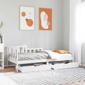 Sofá-cama com gavetas 80x200 cm madeira de pinho maciça