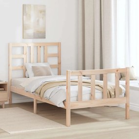 Estrutura de cama com cabeceira 90x190 cm madeira maciça