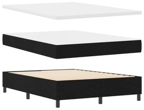 Cama Box com Colchão e Banco Preto 140x200 cm Tecido