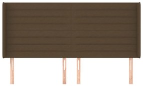 Cabeceira cama c/ abas tecido 203x16x118/128 cm castanho-escuro