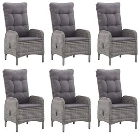 7 pcs conjunto de jantar para jardim cinzento